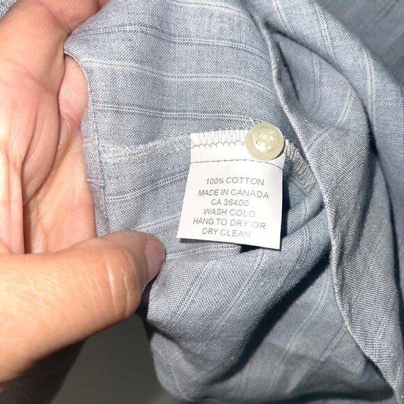 Envelop Striped Shirt Mens Blue Size Small Button Front Cotton Made In Canada - Picture 6 of 8